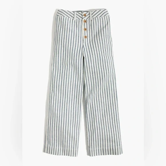 Madewell Emmett Wide-Leg Crop Pants in Stripe: Button-Front Edition in 26T - Picture 1 of 5